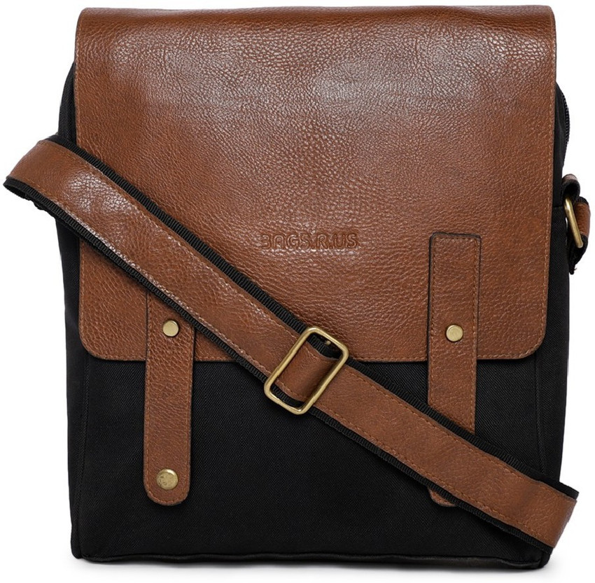 BAGSRUS Black Messenger Bag Faux Leather 30 cms Tablet Black Price in India Flipkart