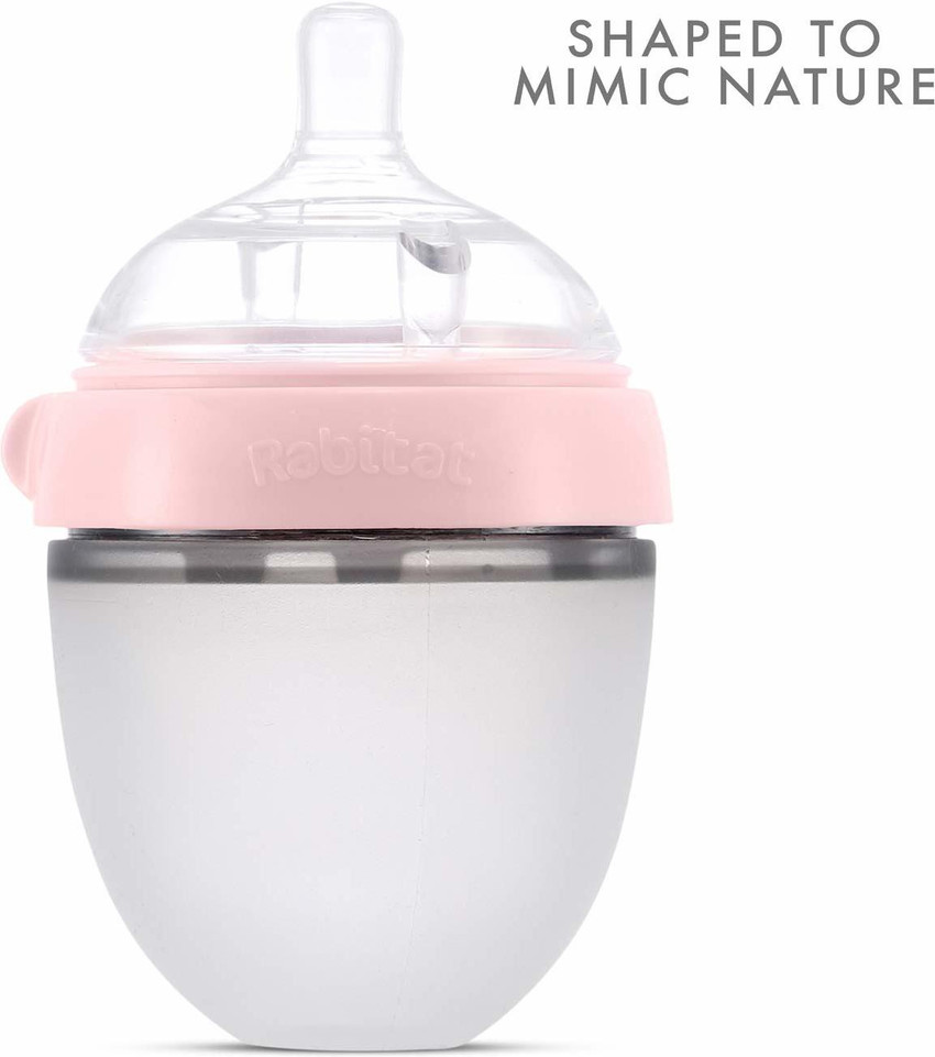 Rabitat Squeezy Silicone Feeding Bottle 150ml Double Bottle Pink