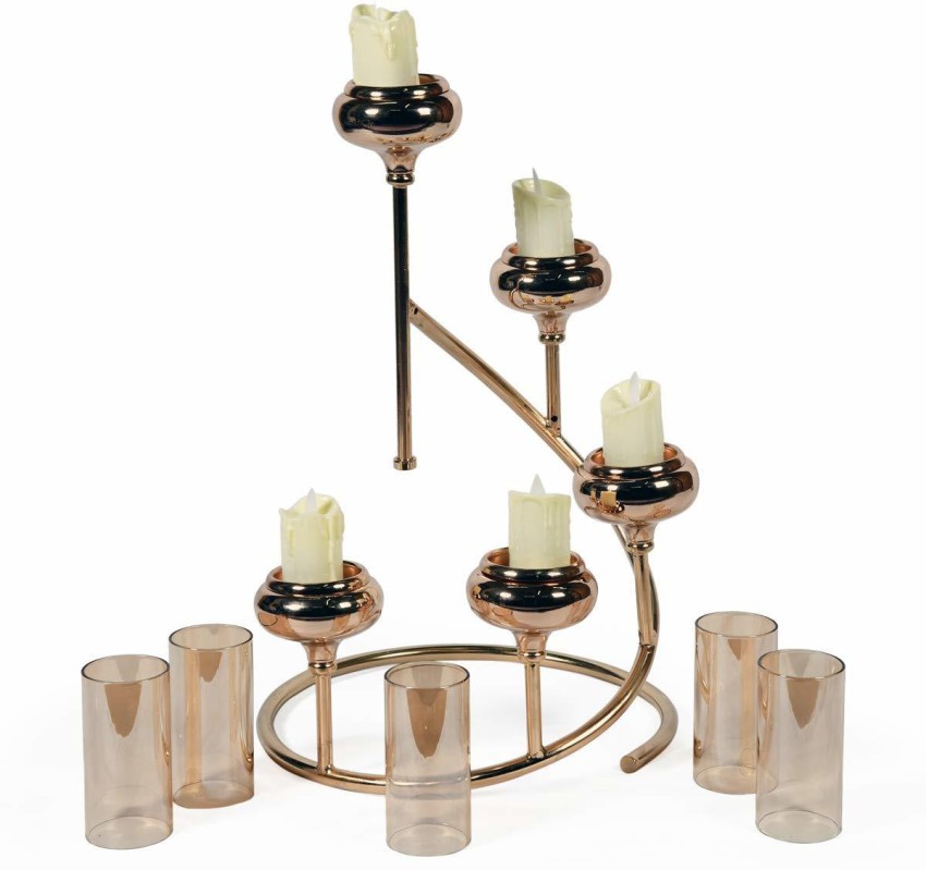 VASHANT Candelabra Candle Stick Glass Steel Candle Holder Price in India -  Buy VASHANT Candelabra Candle Stick Glass Steel Candle Holder online at