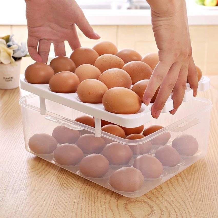 32 Grids Egg Storage Box Refrigerator Egg Organizer 2-layer Kitchen Egg Box  Container