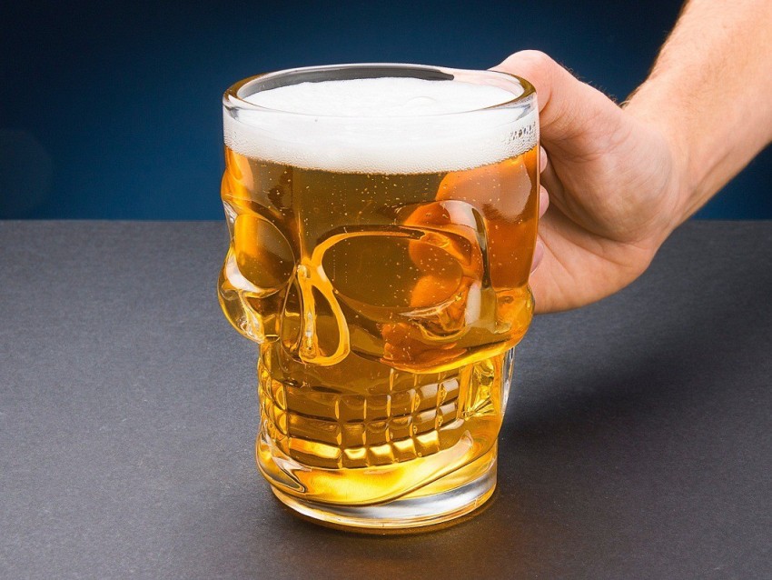 Translucent Smokey Glass Skull Beer Mugs, Halloween Drinking