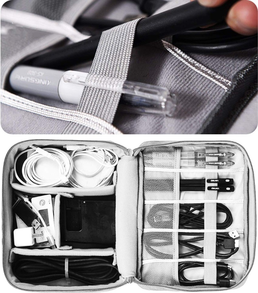 HOUSE OF QUIRK Electronics Accessories Organizer Bag, Universal Carry  Travel Gadget Bag for Cables, Plug and More, Perfect Size Fits for Pad  Phone Charger Hard Disk - Grey Grey - Price in