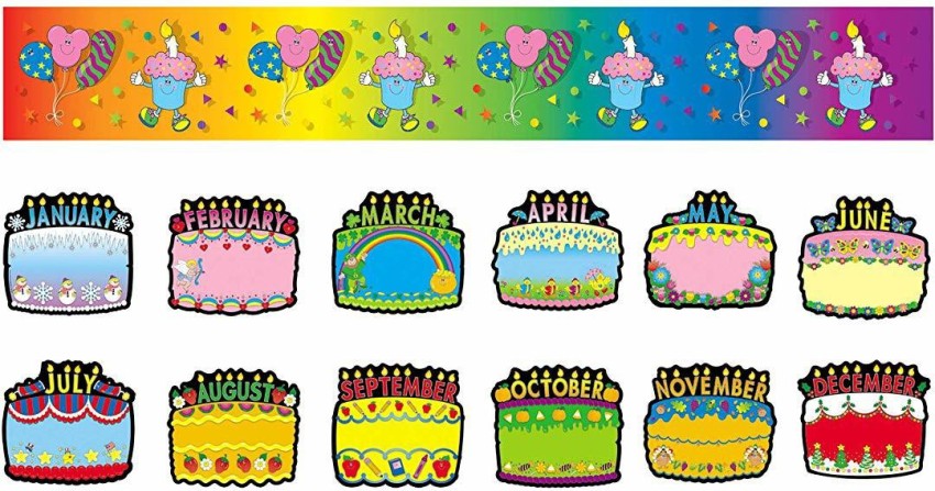 Ashley Birthday Cupcake Bulletin Board Set - Skill Learning: Birthday - 36  Pieces - 1 Each
