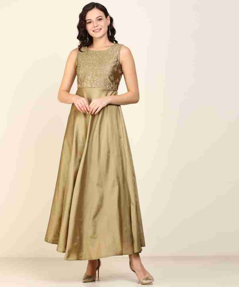 Akkriti by Pantaloons Women Gown Gold, Brown Dress - Buy Akkriti