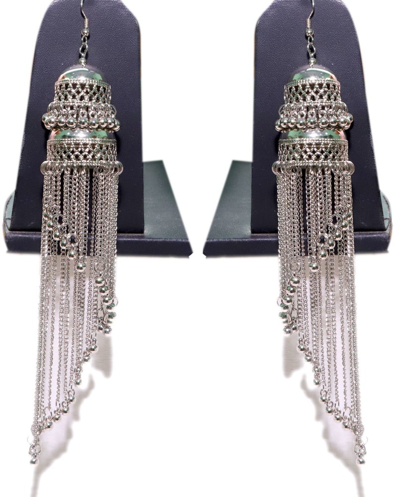 Beautiful silver Chain Long Dangler Earrings For Women and Girls