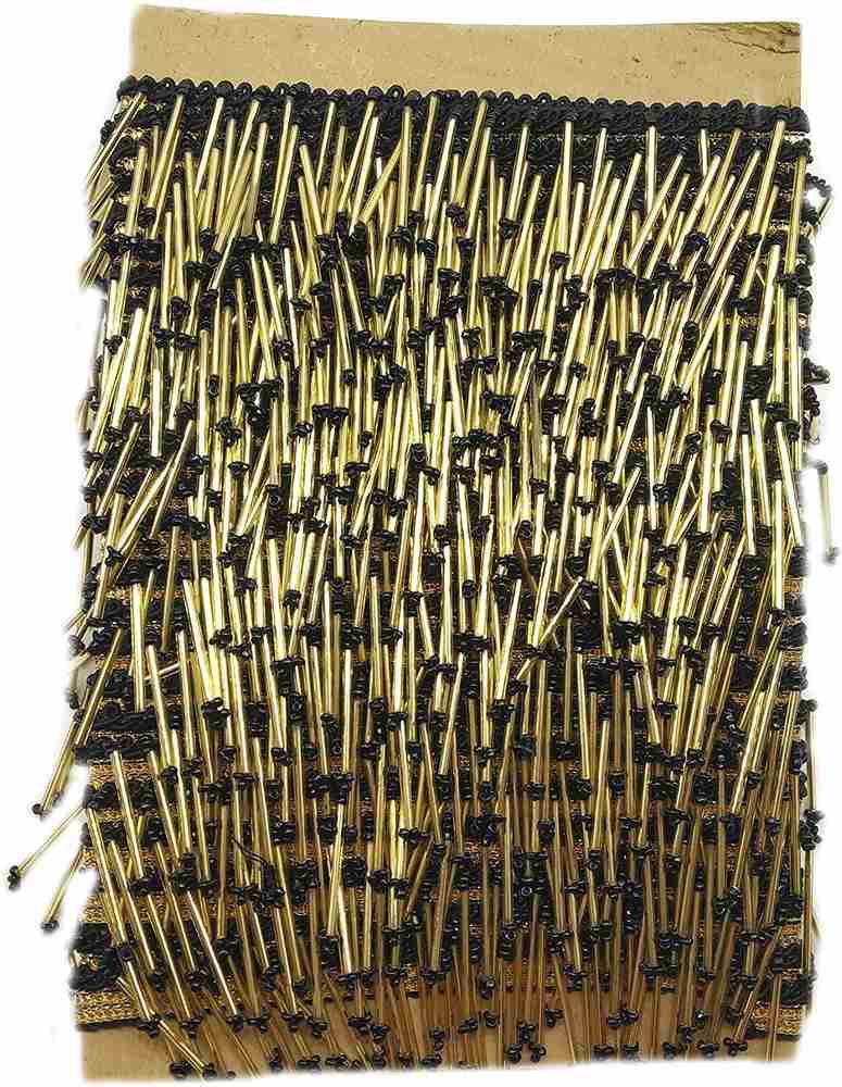 GOELX Black Golden Latkan Hanging Tassel Lace 9 mtr for Dresses Sarees Lehenga Borders Bags Art Craft and All Decoration Works Black Gold Latkan Hanging Tassel Lace Lace Reel Price in India Buy GOELX ...