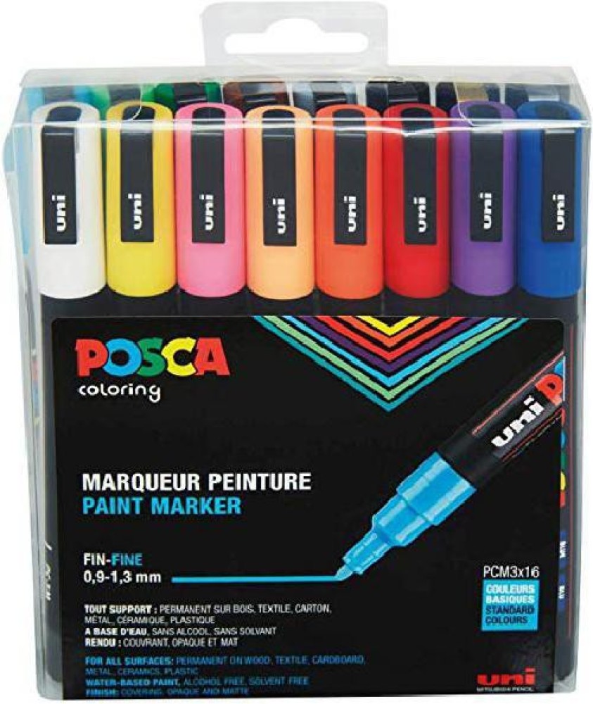 Posca PXPC3M16A Acrylic Paint Marker Set, Fine, Assorted  [CAT_5545] 