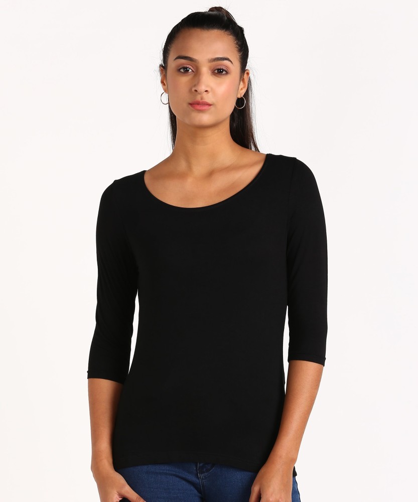 CODE by Lifestyle Casual 3 4 Sleeve Solid Women Black Top Buy CODE by Lifestyle Casual 3 4 Sleeve Solid Women Black Top Online at Best Prices in India Flipkart