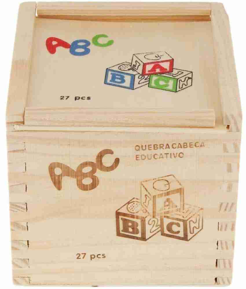 Quinergys Non Toxic 27Pcs Wooden Alphabet Building Blocks with