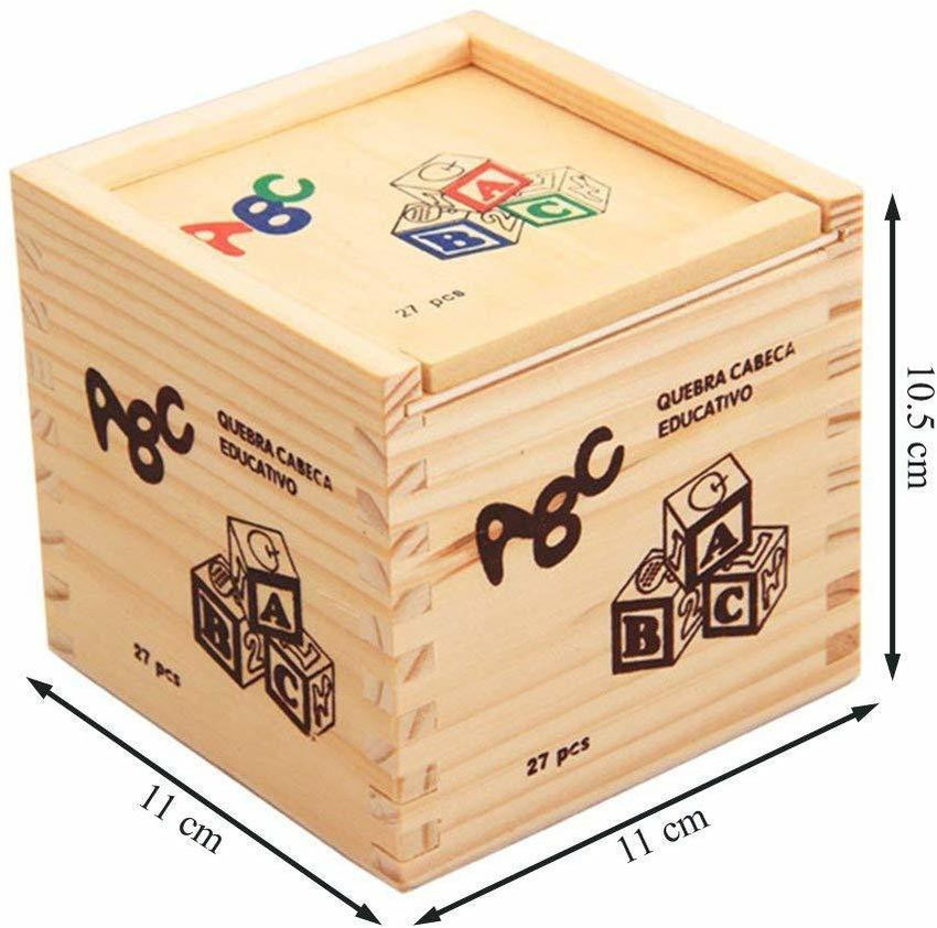 Quinergys Non Toxic 27Pcs Wooden Alphabet Building Blocks with