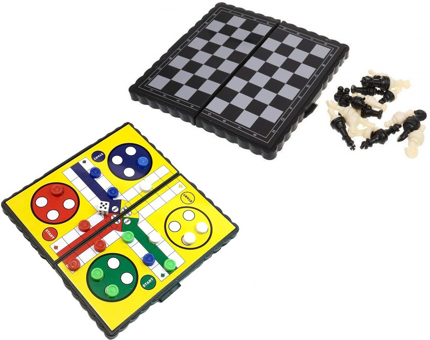CrazyBuy Pocket Size Mini Magnetic Travel Chess & Ludo for Kids