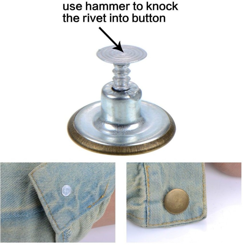 Snap Fastener Hammer On Metal Buttons for Jeans Replacement Press Button  Studs