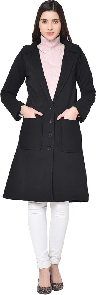 Trendif Polyester Twill Moss Solid Coat