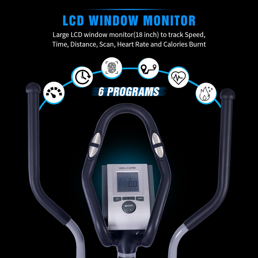 Welcare wc6044 elliptical cross trainer with hand new arrivals pulse sensor & lcd monitor