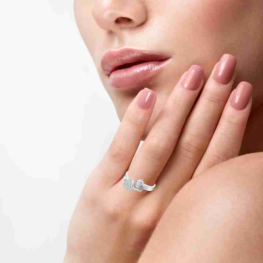 Divastri Jewellery Stylish Heart Name Alphabet Letter Initial B Rings for girls women girlfriend Men Boys Couple American diamond Adjustable Stone Copper Brass Crystal Diamond Cubic Zirconia Silver Pl...