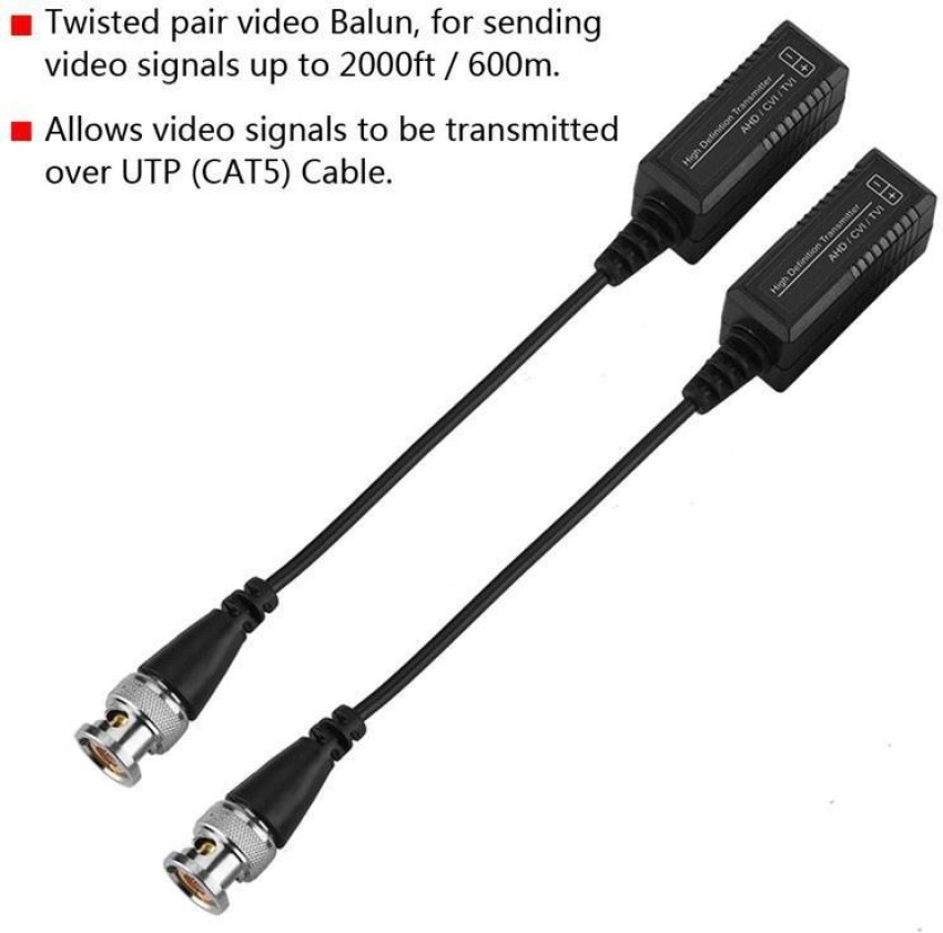 Balun vidéo UTP/CAT5, 1 paire, convertisseur BNC m – Grandado