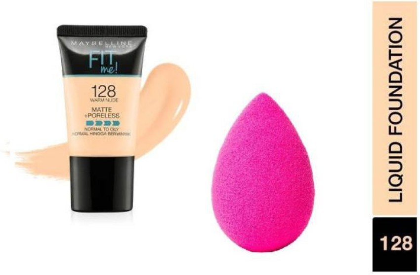 MAYBELLINE NEW YORK Fit Me Matte+Poreless Liquid Tube Foundation (128 Warm  Nude, 18 ml) with Beauty Blender Price in India - Buy MAYBELLINE NEW YORK  Fit Me Matte+Poreless Liquid Tube Foundation (128