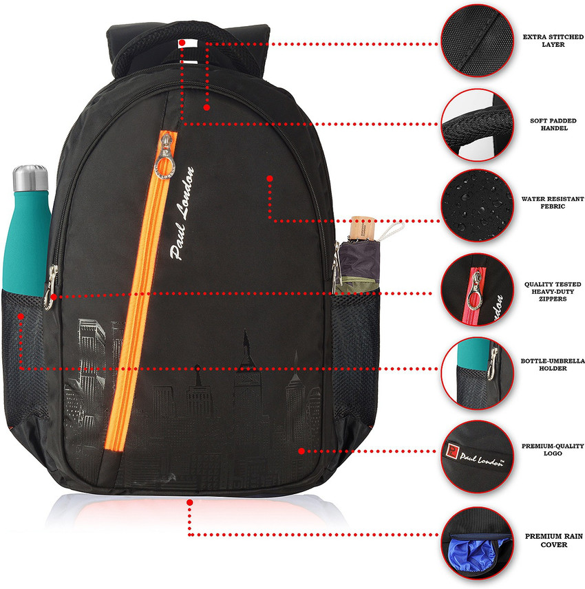 Paul London Pixel 35 L Laptop Backpack Black Price in India Flipkart