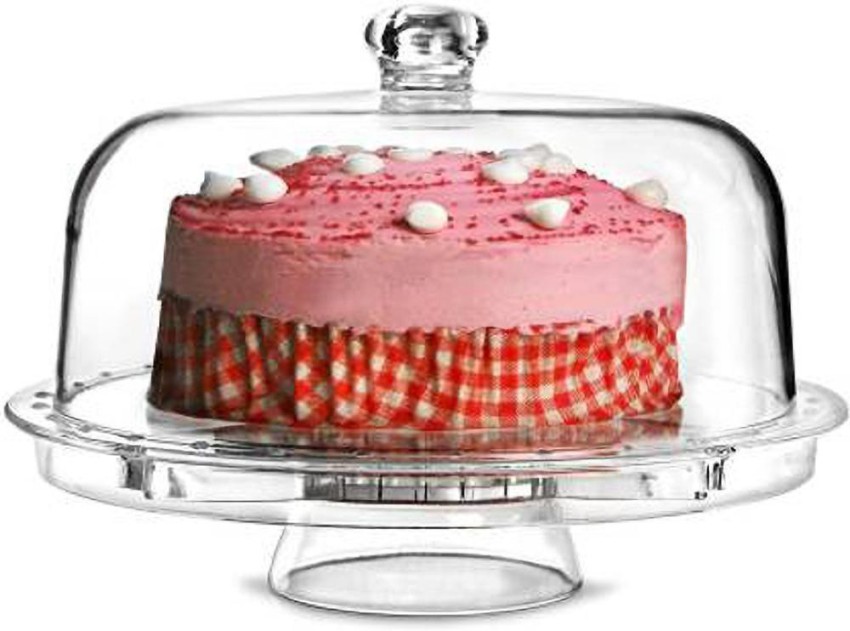 3-in-1 Acrylic Cake Stand with Dome Cover Lid, Packaging Type: Box