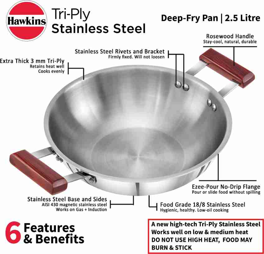 HAWKINS Hawkins Stainless Steel Induction Compatible Pressure Cooker,3  Litre,Silver (HSS3W) Wide,Medium