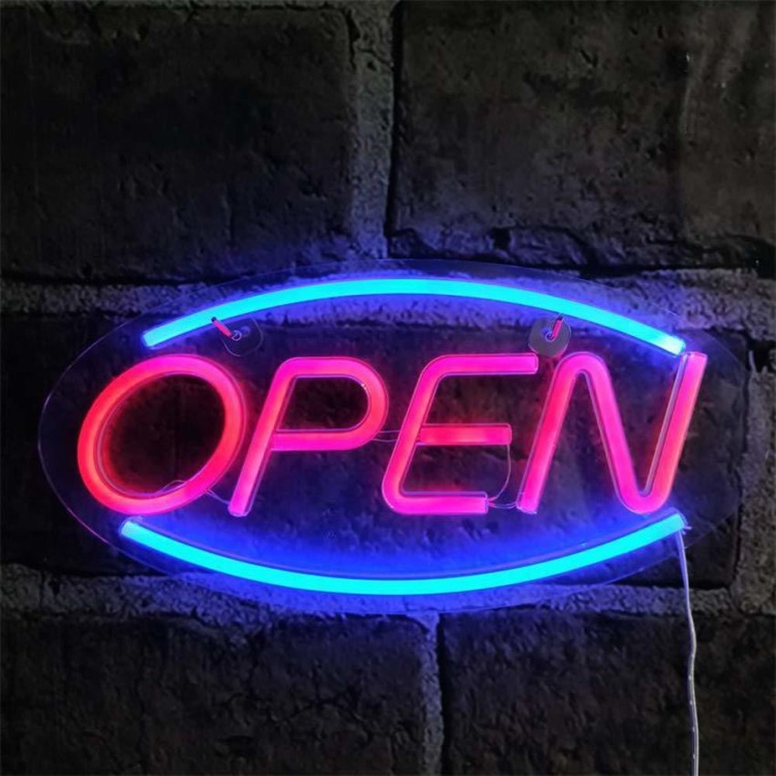 XERGY Neon Signs Open shaped, LED Neon Lights sign Light up Advertisement Displays  Signs for Business Stores Bars Shops Wall Decor 17.7''x8.9''. Powered by  USB Wire Night Lamp Price in India