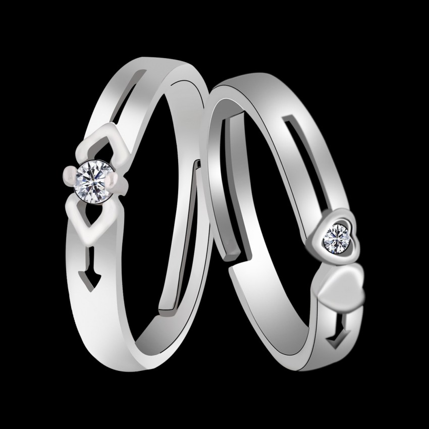 ShreejiHuf Designer Adjustable Couple Rings Set for lovers Silver Plated  Solitaire for Men and Women 2 Pair Alloy Ring Set Price in India - Buy  ShreejiHuf Designer Adjustable Couple Rings Set for