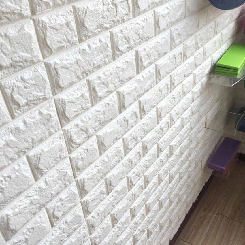 WOW Interiors 3D Wall Sticker PVC Foam Brick SelfAdhesive Wallpaper 6mm  Thick PE Foam Washable