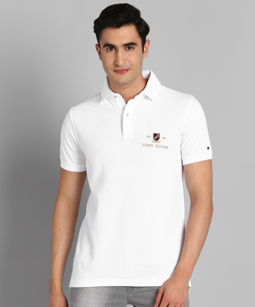 TOMMY HILFIGER Solid Men Polo Neck White T-Shirt - Buy TOMMY