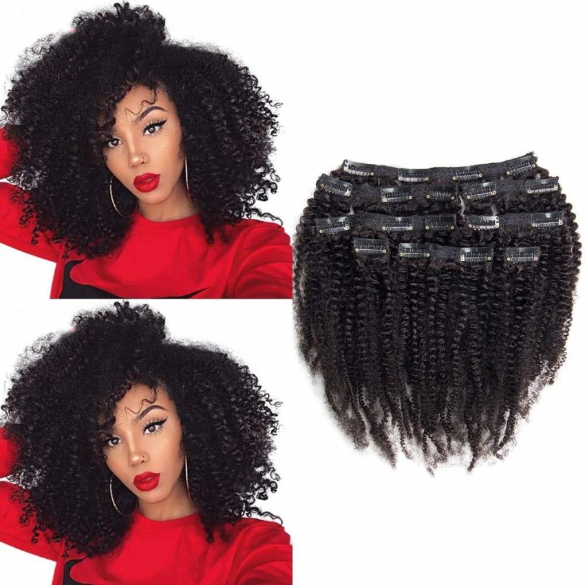 Mongolian Human Hair Kinky Afro 4c Natural Hair Clips Ins Hair