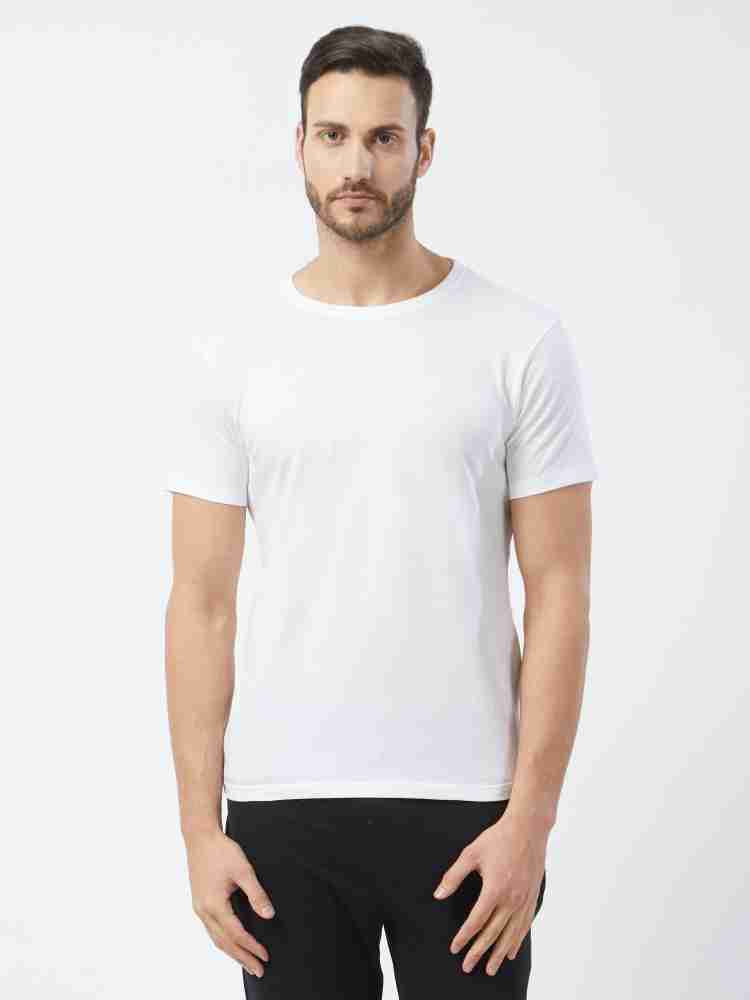 FRUIT OF THE LOOM Solid Men Round Neck White T-Shirt - Buy FRUIT OF THE LOOM  Solid Men Round Neck White T-Shirt Online at Best Prices in India