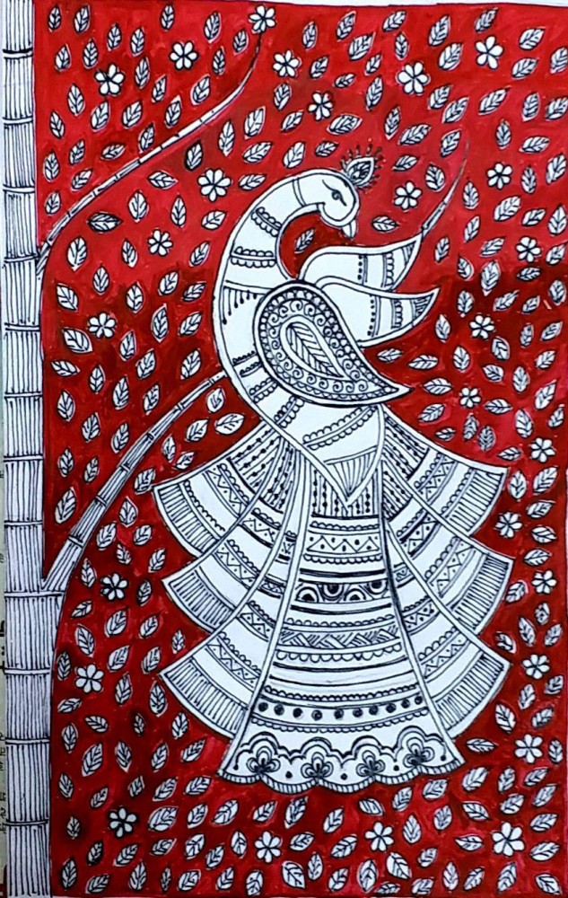 DAARNA ART CREATIONS MADHUBANI GIRL PAINTING, LIVING ROOM WALL DECOR Ink 15  inch x 12 inch Painting Price in India - Buy DAARNA ART CREATIONS MADHUBANI  GIRL PAINTING, LIVING ROOM WALL DECOR