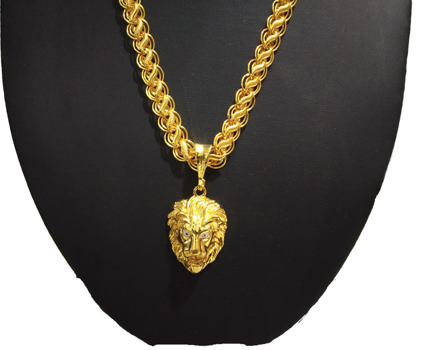 Gold chain with lion pendant sale