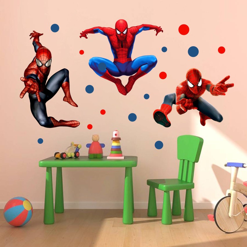 DivineDesigns 48 cm Spiderman & Circles Sticker Self Adhesive Sticker