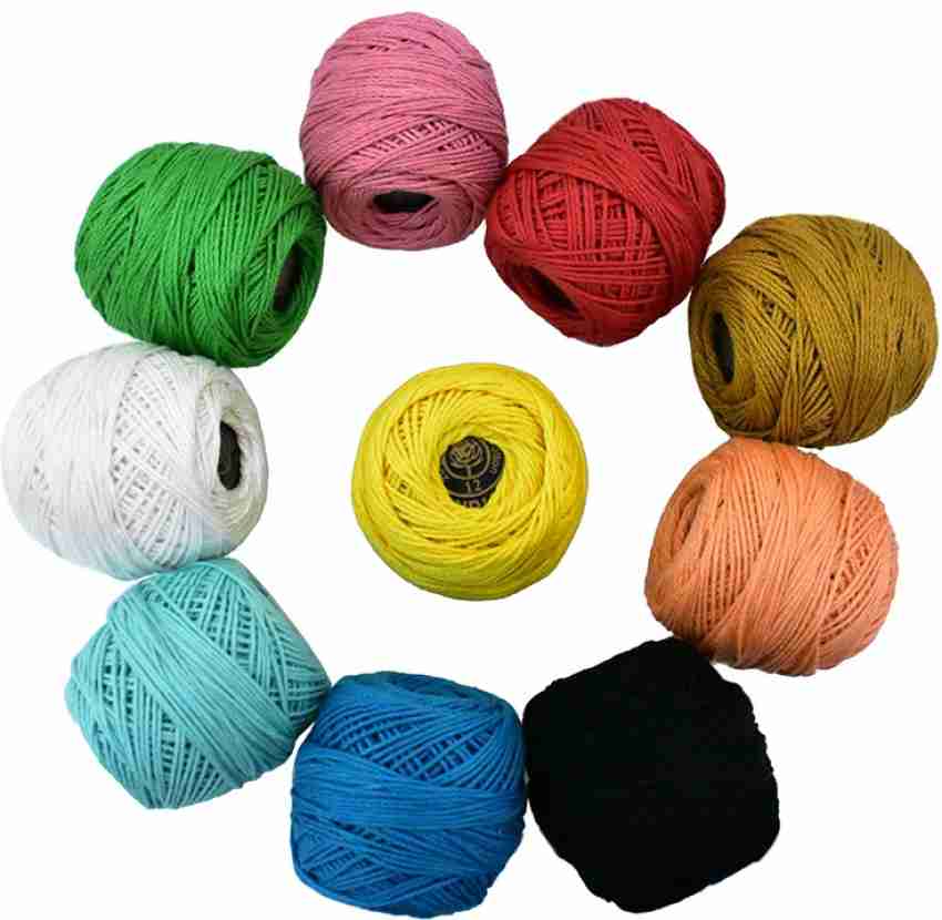 Embroiderymaterial Multicolor Size 12 Thick Crochet Thread Price in India -  Buy Embroiderymaterial Multicolor Size 12 Thick Crochet Thread online at