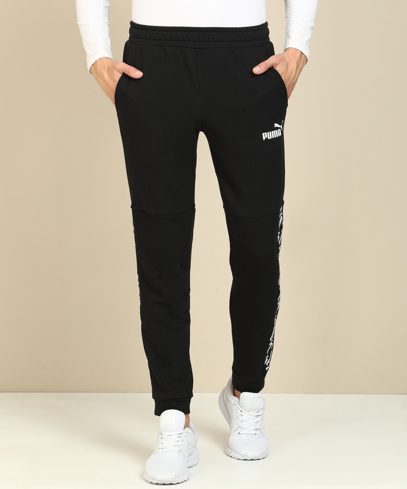 Puma solid men's black track pants clearance