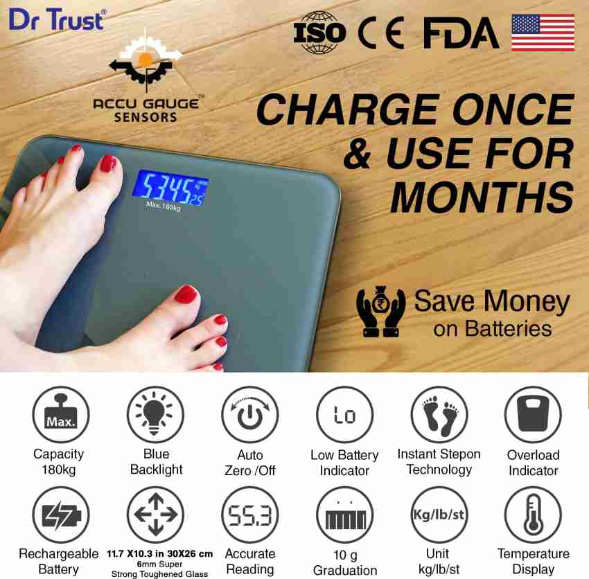 Dr Trust USA Platinum Rechargeable Digital Personal Weighing Scale 501