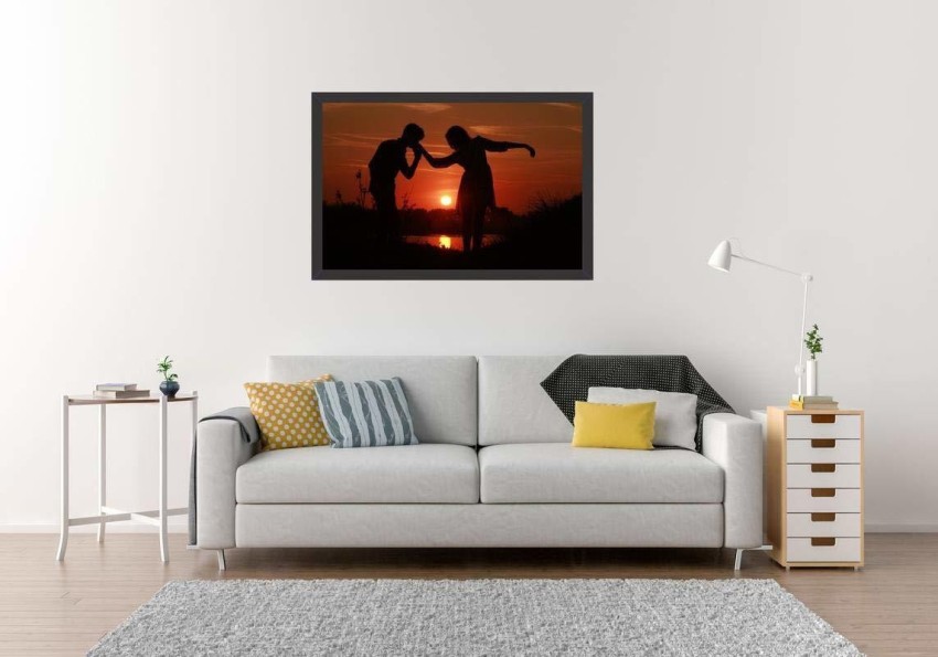 Mad Masters Sunset Love Romantic Couple Textured Wall Art Painting 