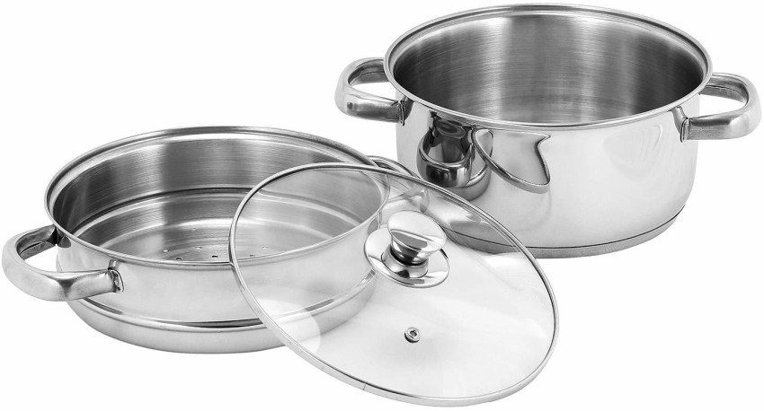 Buy wholesale Stainless steel steamer with glass lid 20 cm