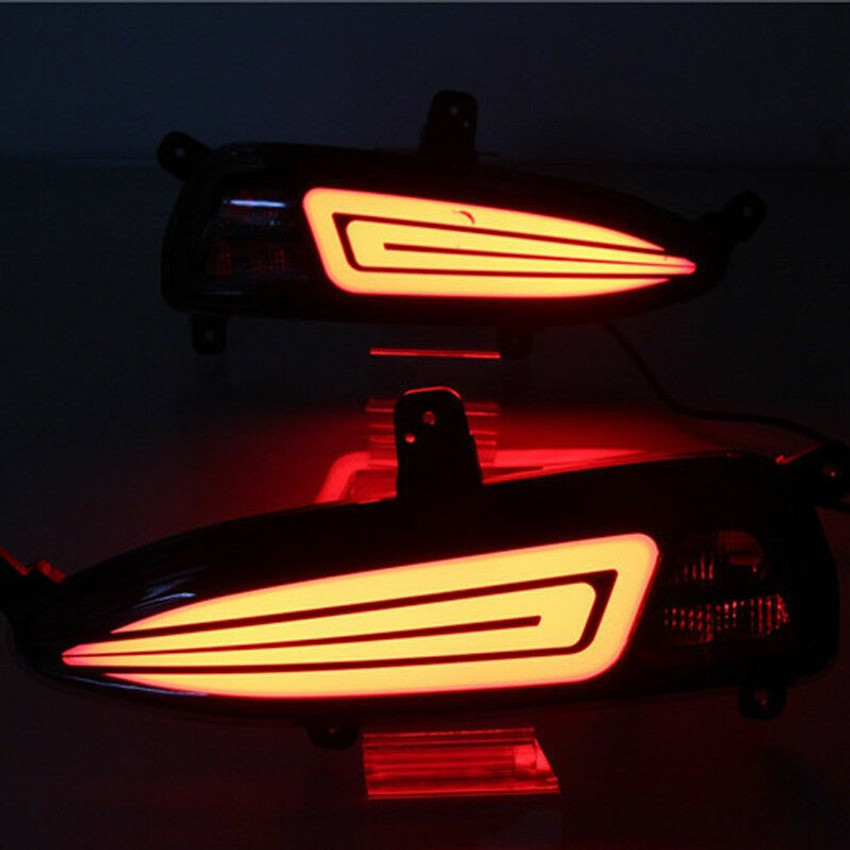 PRTEK LED Rear Bumper Reflector Fog Brake Turn Indicator Lights