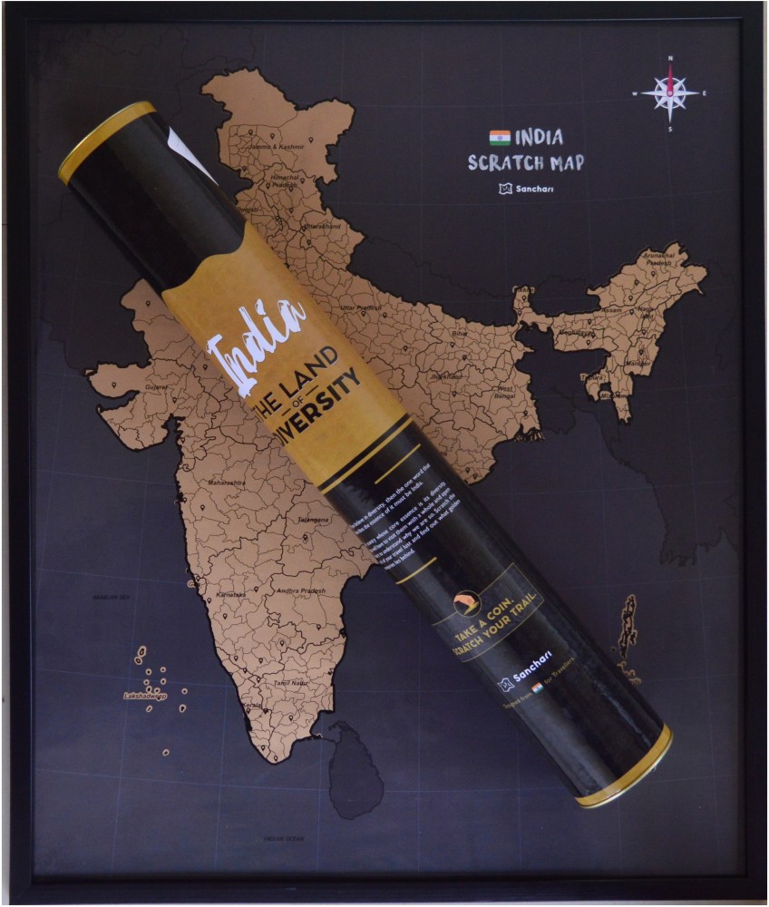 India Scratch Map for Travellers (Size: 48x52cm, w/ Tube) Paper Print - Art  & Paintings posters in India - Buy art, film, design, movie, music, nature  and educational paintings/wallpapers at