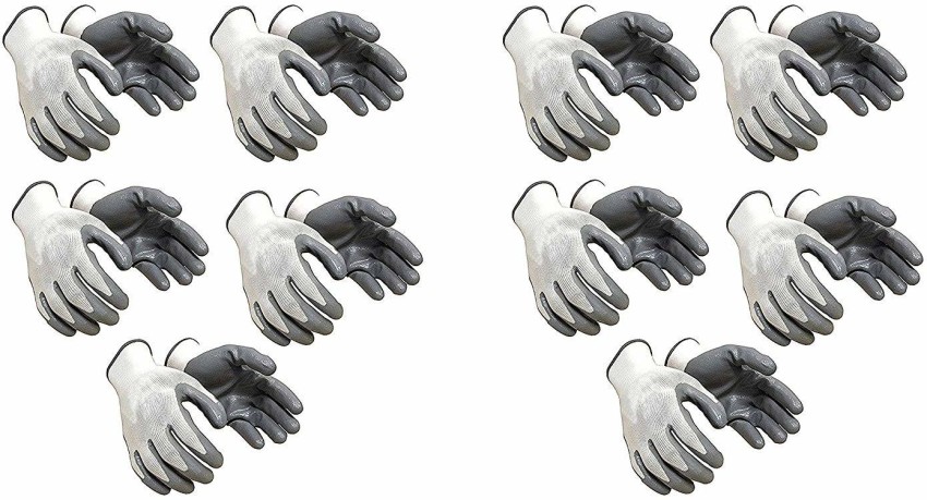 Buy Stylera Nitrile Coated Safety Hand Gloves White & Grey (Pack