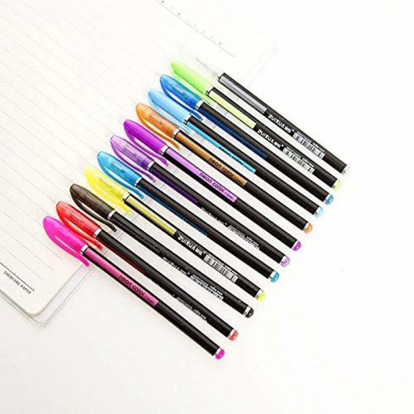 KABEER ART 48 Pc Color gel pensGlitter Metallic Neon pens Set Good gift  For ColoringSketchingPainting Drawing  Amazonin Office Products