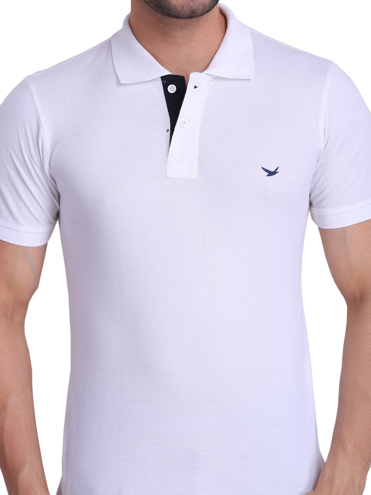 Hiflyers Solid Men Polo Neck White T Shirt Buy Hiflyers Solid