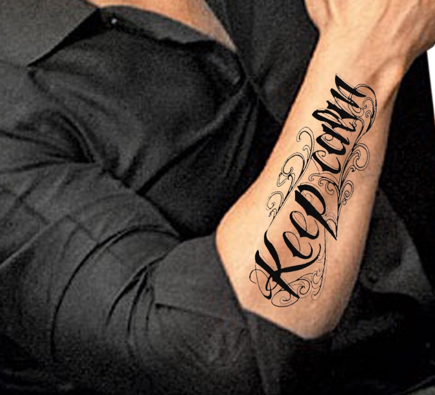 word tattoo designs for men on forearm