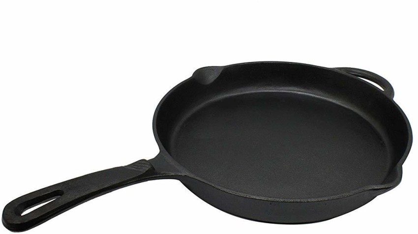 1pc Teflon Coated Non-stick Flat Fry Pan Round Cast Iron Skillet