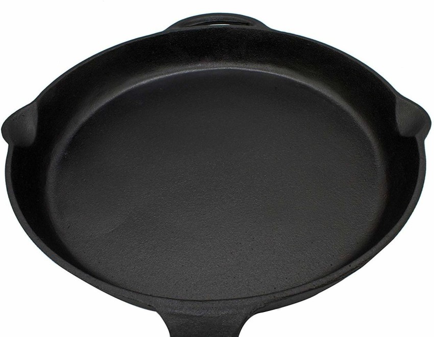 1pc Teflon Coated Non-stick Flat Fry Pan Round Cast Iron Skillet