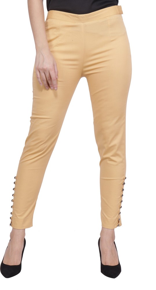 Twill sidestriped trousers  BlackGoldcoloured  Ladies  HM IN