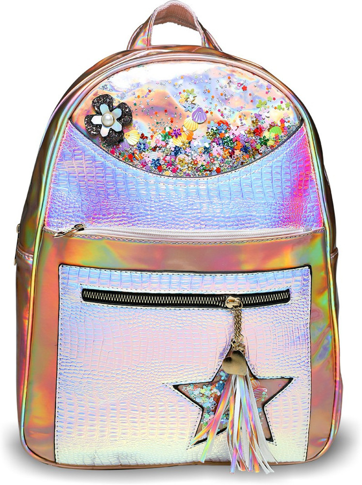 Flipkart JIMPLEI One Star Glitter School Bags for Kids Girls Backpacks Students School Bags for Girls Teenagers Travel Rucksack Shoulder Bag with 4 pockets School Bag School Bag