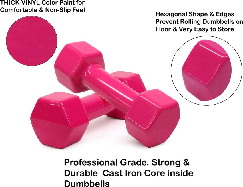 NNK Premium Vinyl Pink Dumbbell Set Fixed Weight Dumbbell (6kg), 3