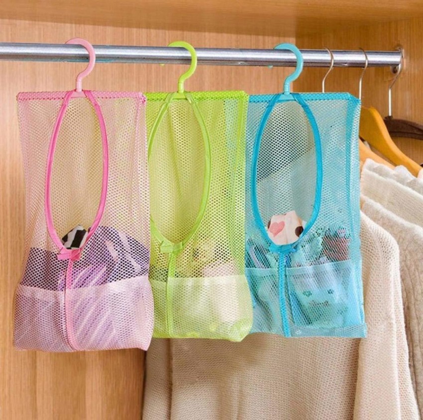 Buy 4square 1Pcs Hang Mesh Bag Clothes Storage Laundry Net Travel Bags  Hanging For Bathroom Organizer Closet Rack Hangers (Assorted Colors) Online  at Low Prices in India 